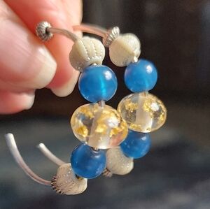 Elegant Blue and Gold Beaded Earrings
